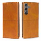For Samsung Galaxy S24 5G Cow Texture Magnetic Leather Phone Case(Light Brown) - 1