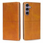 For Samsung Galaxy S24+ 5G Cow Texture Magnetic Leather Phone Case(Light Brown) - 1