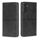 For Samsung Galaxy M55 5G Cow Texture Magnetic Leather Phone Case(Black) - 1