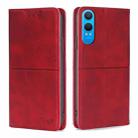 For OnePlus Nord CE 4 Lite 5G Cow Texture Magnetic Leather Phone Case(Red) - 1