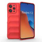 For Xiaomi Redmi 12 4G Magic Shield TPU + Flannel Phone Case(Red) - 1