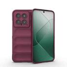 For Xiaomi 14 5G Magic Shield TPU + Flannel Phone Case(Wine Red) - 1