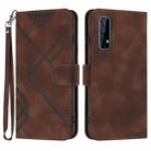 For Realme 7 / Narzo 20 Pro Line Pattern Skin Feel Leather Phone Case(Coffee) - 1
