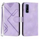 For Realme 7 / Narzo 20 Pro Line Pattern Skin Feel Leather Phone Case(Light Purple) - 1