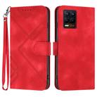 For Realme 8 4G / 8 Pro Line Pattern Skin Feel Leather Phone Case(Red) - 1