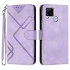 For Realme Narzo 30A/C25/C25s Line Pattern Skin Feel Leather Phone Case(Light Purple) - 1