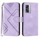 For Realme V23 Line Pattern Skin Feel Leather Phone Case(Light Purple) - 1