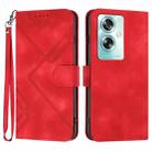 For OPPO A79 Line Pattern Skin Feel Leather Phone Case(Red) - 1