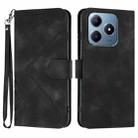 For Realme C63 / C61 Global Line Pattern Skin Feel Leather Phone Case(Black) - 1