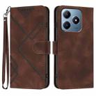 For Realme C63 / C61 Global Line Pattern Skin Feel Leather Phone Case(Coffee) - 1