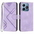 For Realme C63 / C61 Global Line Pattern Skin Feel Leather Phone Case(Light Purple) - 1