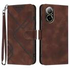 For Realme  12 Lite / C67 4G Global Line Pattern Skin Feel Leather Phone Case(Coffee) - 1