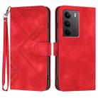 For Realme C75 Global Line Pattern Skin Feel Leather Phone Case(Red) - 1