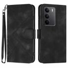 For Realme C75 Global Line Pattern Skin Feel Leather Phone Case(Black) - 1