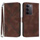 For Realme C75 Global Line Pattern Skin Feel Leather Phone Case(Coffee) - 1