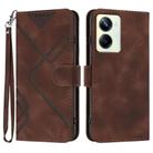 For Realme 10 Pro Line Pattern Skin Feel Leather Phone Case(Coffee) - 1