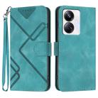 For Realme 10 Pro+ Line Pattern Skin Feel Leather Phone Case(Light Blue) - 1
