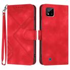 For Realme C20 / C11 2021 / C21 Line Pattern Skin Feel Leather Phone Case(Red) - 1