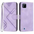 For Realme C20 / C11 2021 / C21 Line Pattern Skin Feel Leather Phone Case(Light Purple) - 1