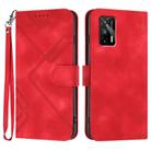 For Realme GT 5G / GT Neo Line Pattern Skin Feel Leather Phone Case(Red) - 1