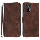 For Realme GT 5G / GT Neo Line Pattern Skin Feel Leather Phone Case(Coffee) - 1