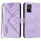 For Realme GT 5G / GT Neo Line Pattern Skin Feel Leather Phone Case(Light Purple) - 1