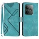 For Realme GT 6 / GT 6T Line Pattern Skin Feel Leather Phone Case(Light Blue) - 1