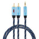 EMK 3.5mm Jack Male to 2 x RCA Male Gold Plated Connector Speaker Audio Cable, Cable Length:1m(Dark Blue) - 1