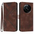 For Realme GT5 Pro Line Pattern Skin Feel Leather Phone Case(Coffee) - 1