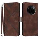For Realme 14 Pro Line Pattern Skin Feel Leather Phone Case(Coffee) - 1