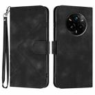 For Realme 14 Pro+ Line Pattern Skin Feel Leather Phone Case(Black) - 1