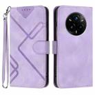 For Realme 14 Pro+ Line Pattern Skin Feel Leather Phone Case(Light Purple) - 1