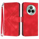 For Realme P3 Pro Line Pattern Skin Feel Leather Phone Case(Red) - 1
