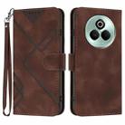 For Realme P3 Pro Line Pattern Skin Feel Leather Phone Case(Coffee) - 1