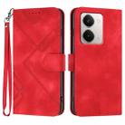 For Realme P3 Ultra 5G Line Pattern Skin Feel Leather Phone Case(Red) - 1