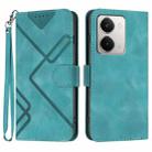 For Realme P3 Ultra 5G Line Pattern Skin Feel Leather Phone Case(Light Blue) - 1