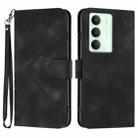 For Realme 14x Global Line Pattern Skin Feel Leather Phone Case(Black) - 1