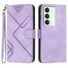 For Realme 14x Global Line Pattern Skin Feel Leather Phone Case(Light Purple) - 1