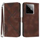 For Realme GT 7 India Line Pattern Skin Feel Leather Phone Case(Coffee) - 1