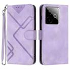 For Realme GT 7 India Line Pattern Skin Feel Leather Phone Case(Light Purple) - 1