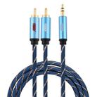 EMK 3.5mm Jack Male to 2 x RCA Male Gold Plated Connector Speaker Audio Cable, Cable Length:1.5m(Dark Blue) - 1