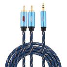 EMK 3.5mm Jack Male to 2 x RCA Male Gold Plated Connector Speaker Audio Cable, Cable Length:2m(Dark Blue) - 1