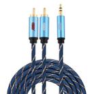 EMK 3.5mm Jack Male to 2 x RCA Male Gold Plated Connector Speaker Audio Cable, Cable Length:3m(Dark Blue) - 1