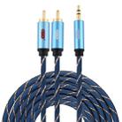 EMK 3.5mm Jack Male to 2 x RCA Male Gold Plated Connector Speaker Audio Cable, Cable Length:5m(Dark Blue) - 1
