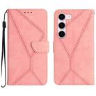 For Samsung Galaxy S23 5G Stitching Embossed Leather Phone Case(Pink) - 1