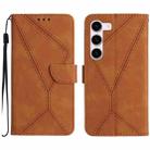 For Samsung Galaxy S23+ 5G Stitching Embossed Leather Phone Case(Brown) - 1