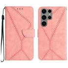 For Samsung Galaxy S23 Ultra 5G Stitching Embossed Leather Phone Case(Pink) - 1