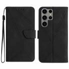 For Samsung Galaxy S23 Ultra 5G Stitching Embossed Leather Phone Case(Black) - 1