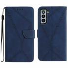 For Samsung Galaxy S22 5G Stitching Embossed Leather Phone Case(Blue) - 1