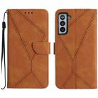 For Samsung Galaxy S22+ 5G Stitching Embossed Leather Phone Case(Brown) - 1